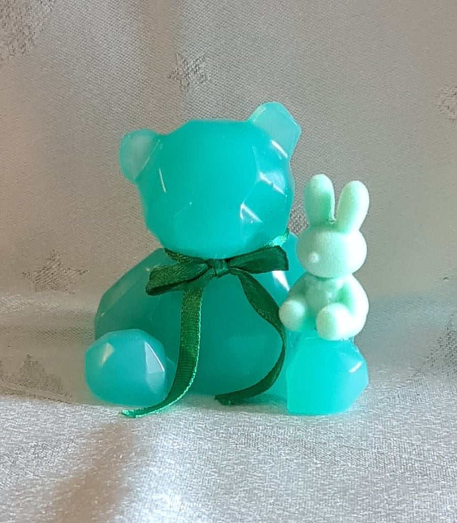 Pale Green Bear and Bunny Keepsake Ornament 
