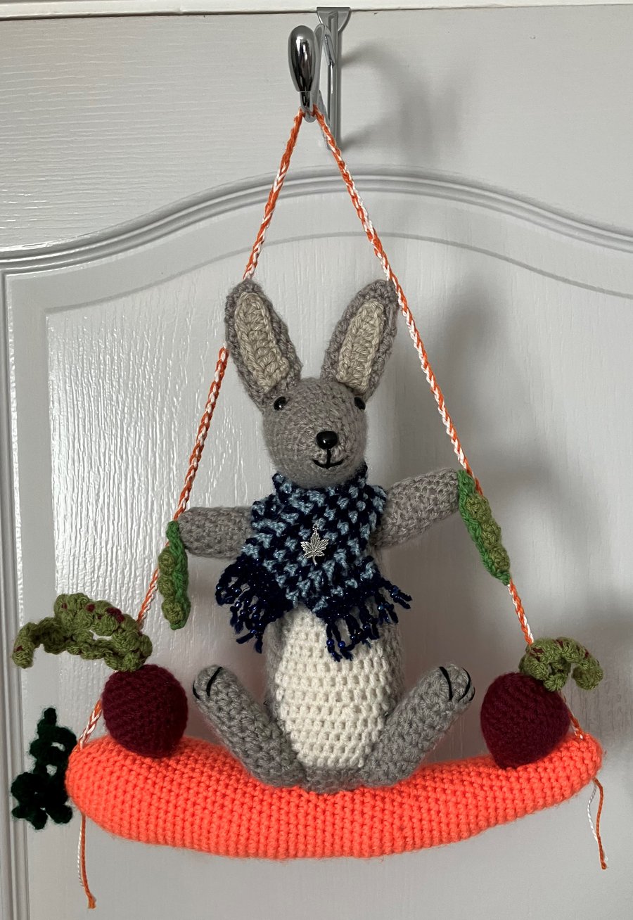 Garden Rabbit - large crochet hanging decoration