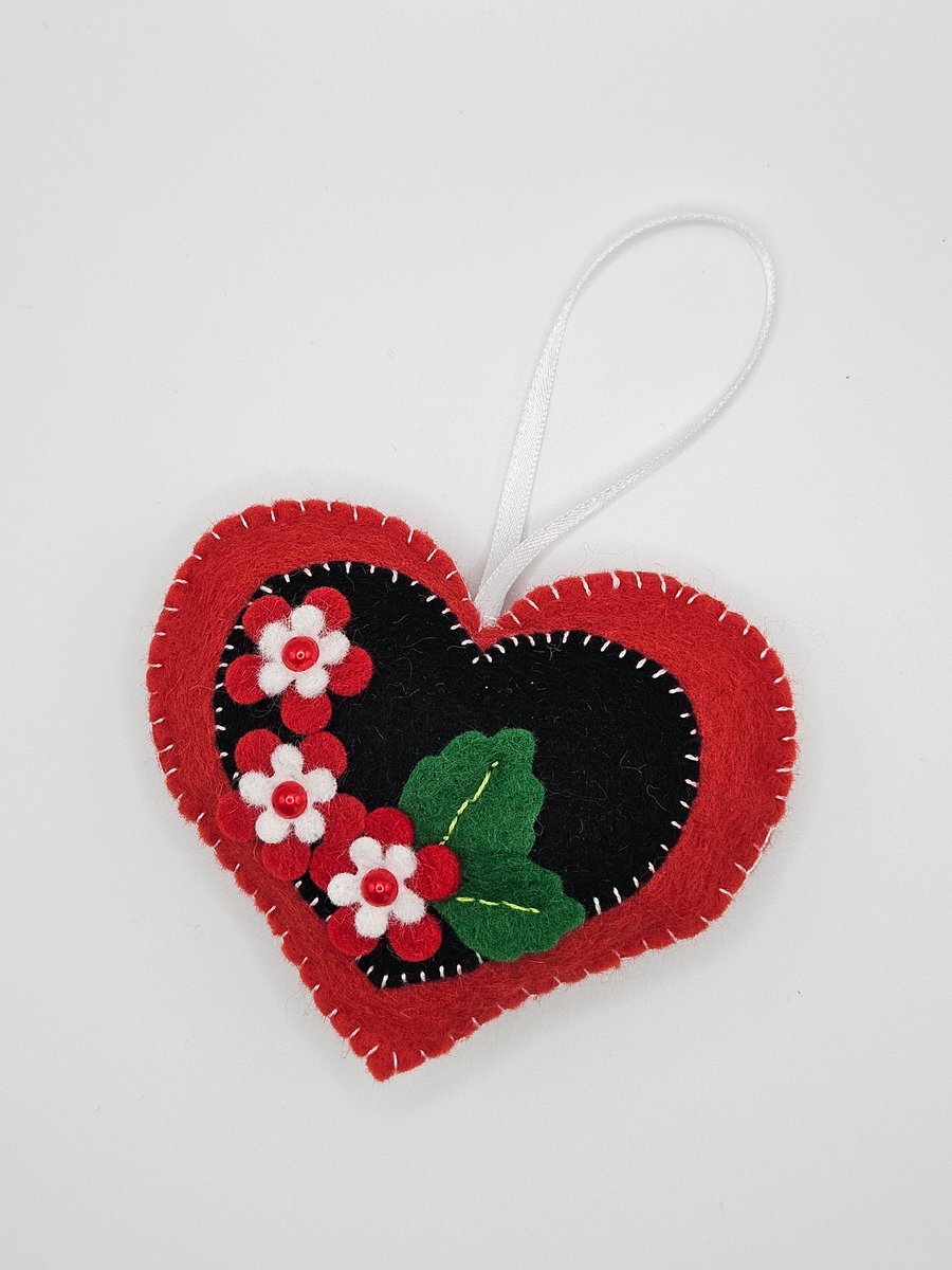 Heart and flowers hanging ornament
