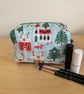 Christmas Theme Quilted Fabric Box Shape Makeup Bag - Image 5
