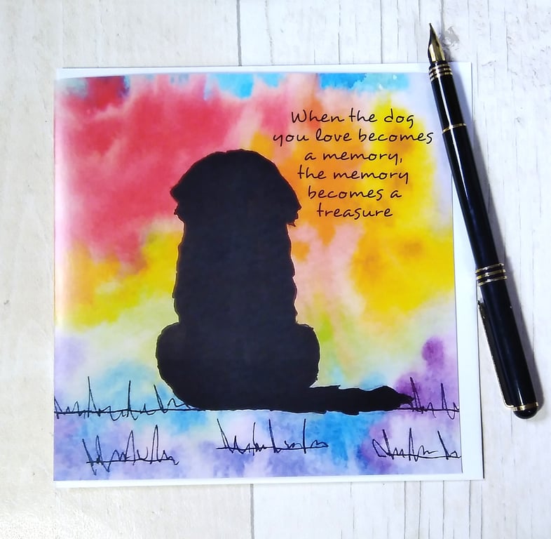 Newfoundland memories rainbow, sympathy card. Dog loss card, Dog bereavement.