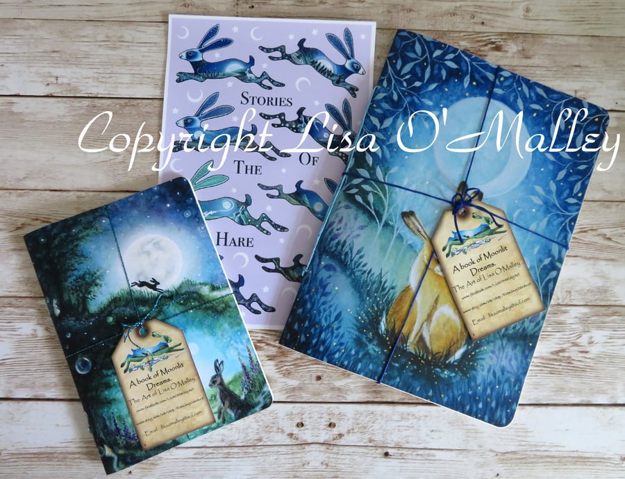 Art Gift Bundle small, Notebooks, Greetings Cards, Hare, Stag, goddess