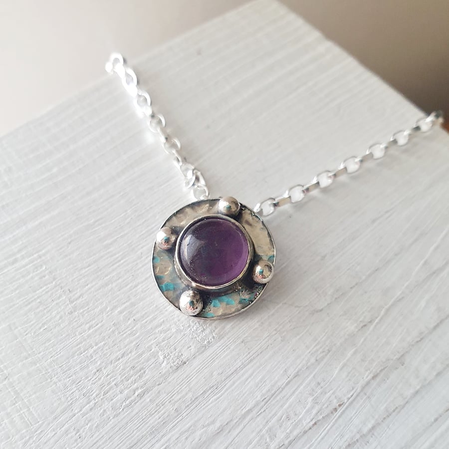 Amethyst pendant - celtic design recycled silver antiqued amethyst necklace