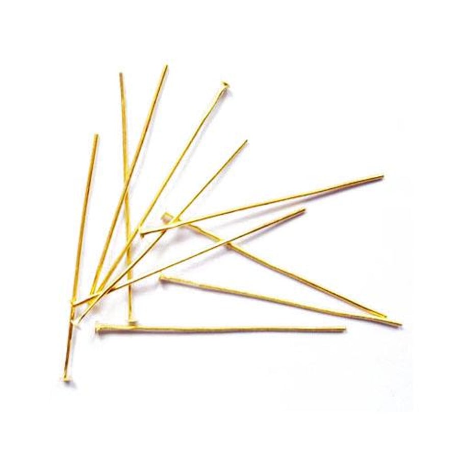 Iron Flat Head Pins - Golden, 0.7mm x 45mm - Pack of 200 - Durable Findings for 