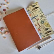 Seaside Journal with shells, crab, starfish, great nature Journal or Sketchbook