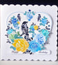 Blue and Yellow Rose Handmade Happy Birthday Card - Image 1