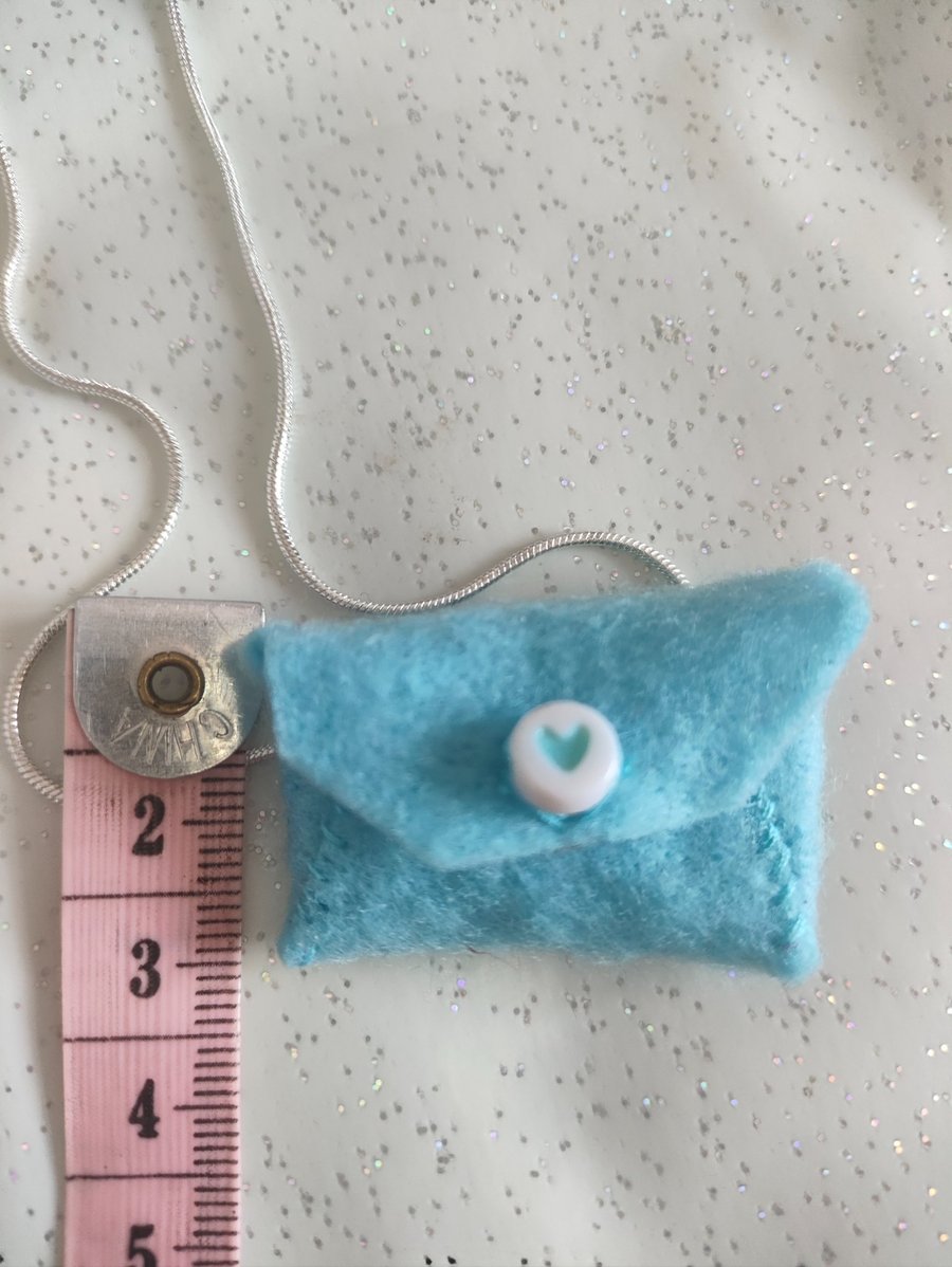 Handmade felt envelope necklace