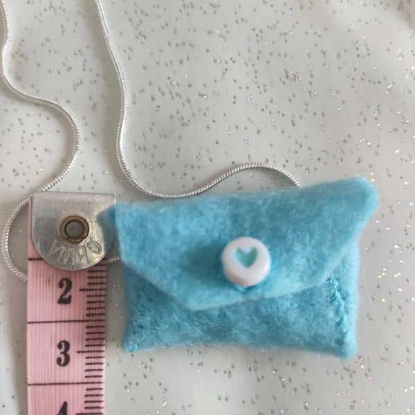 Handmade felt envelope necklace