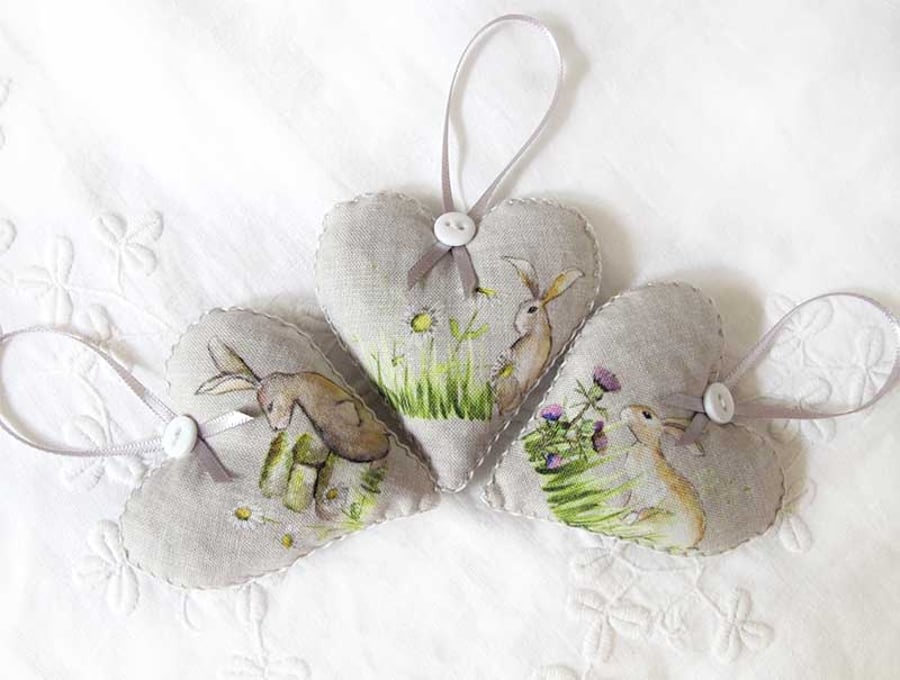 SET OF 3 LAVENDER BAGS - RABBITS AND FLOWERS