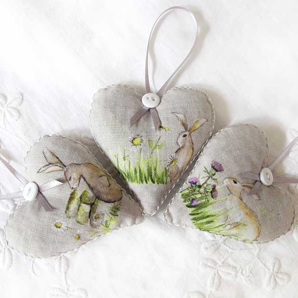 SET OF 3 LAVENDER BAGS - RABBITS AND FLOWERS
