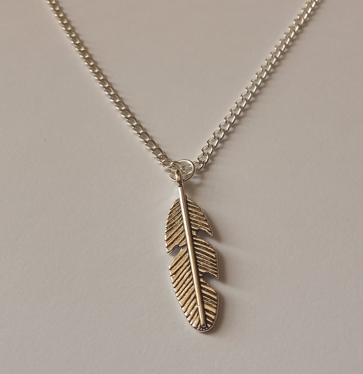 Feather Silver Plate Tribal Necklace