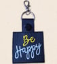 Be Happy Keyring - Positive Embroidered Bag Charm - Image 3
