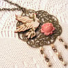 SALE! 20% off! Decoupage Bird Pendant Necklace