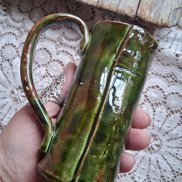 Skinny green F8ck Coffee mug Ceramic handmade ready to ship