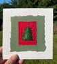 Christmas tree, hand embroidered keepsake card, recycled card  - Image 1