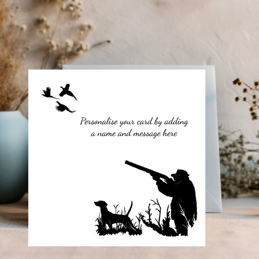 Pheasant Shooting Personalised Greetings Card - Shooter with dog