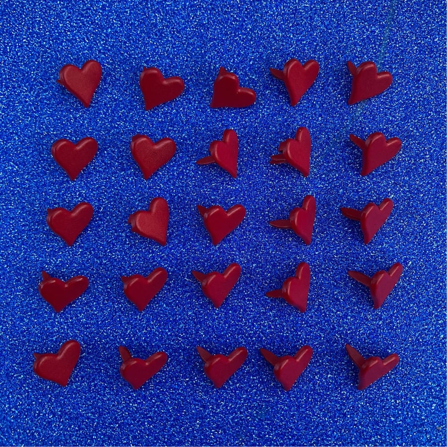 50 Red Heart Brads (10mm) Valentine Split Pins for Cardmaking & Scrapbooking