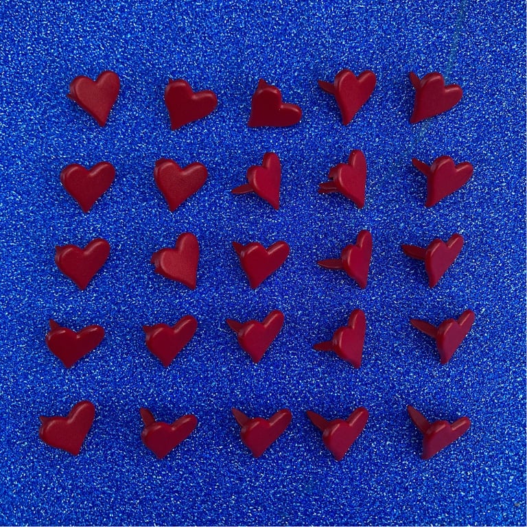 50 Red Heart Brads (10mm) Valentine Split Pins for Cardmaking & Scrapbooking