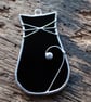 Stained Glass Black Cat Suncatcher