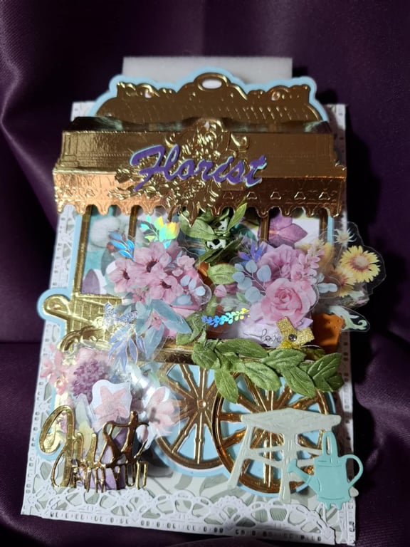 Hand Made And Painted Decoupage Easel Card For All Occasions Free P&P