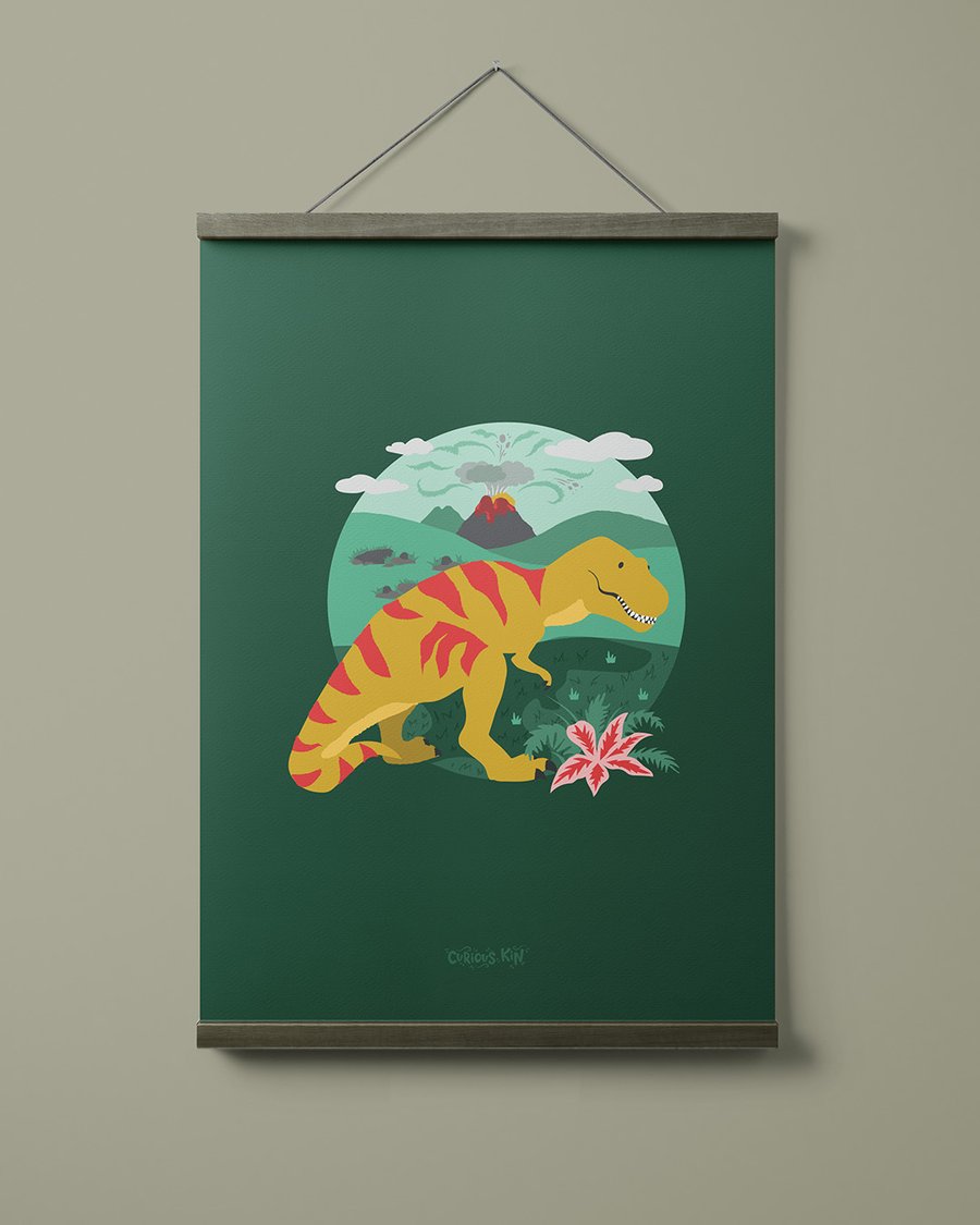 T-rex dinosaur illustrated A4 print
