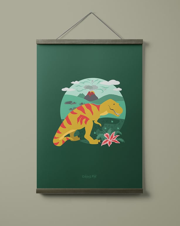 T-rex dinosaur illustrated A4 print