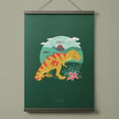 T-rex dinosaur illustrated A4 print