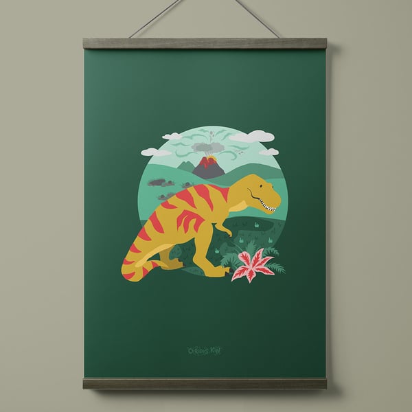 T-rex dinosaur illustrated A4 print
