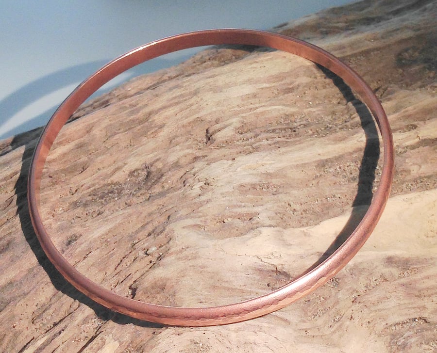 Hand Crafted Hammered Copper Bangle - UK Free Post