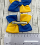 Royal Blue and Yellow Gold Square Double with Bows on Clips (pair) - Image 3
