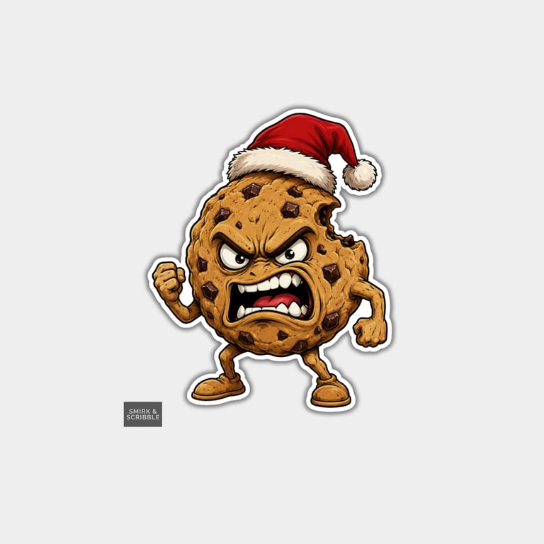 Unique Funny Christmas Sticker Xmas Decal For Adults - Angry Cookie 