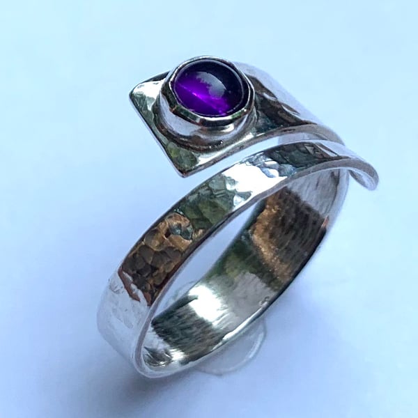 Amethyst and Sterling Silver ‘Wrap’ ring, 100% handmade 