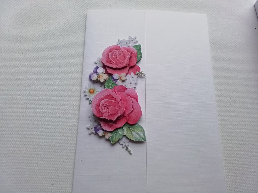 Mothers day card. Birthday card. Card for any occasion. Roses. Ref 384