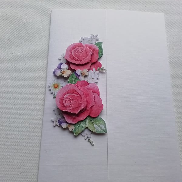 Mothers day card. Birthday card. Card for any occasion. Roses. Ref 384