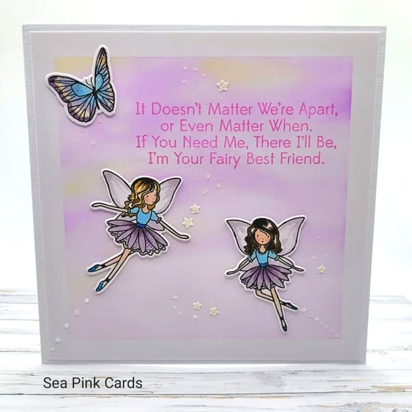 Fairy Birthday Card - fairies, birthday wishes, handmade, stars