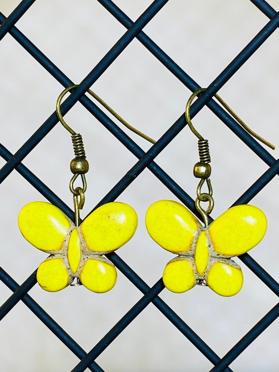 Yellow butterfly earrings 