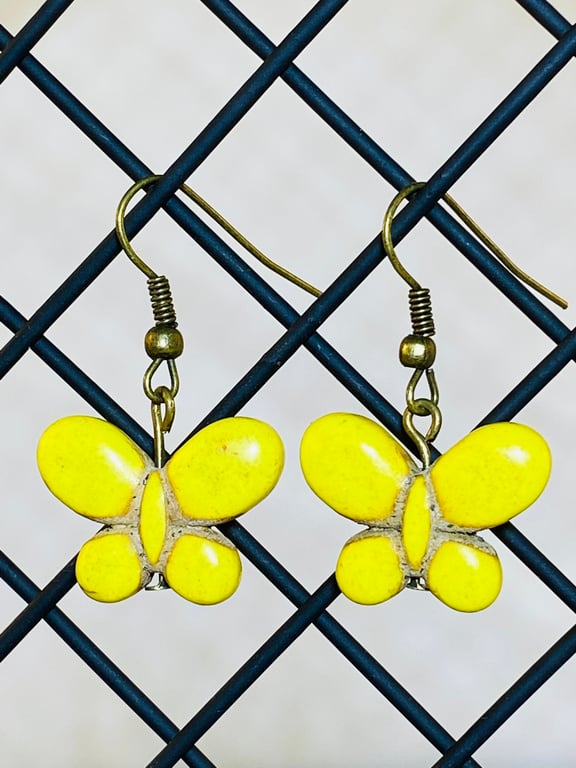 Yellow butterfly earrings 