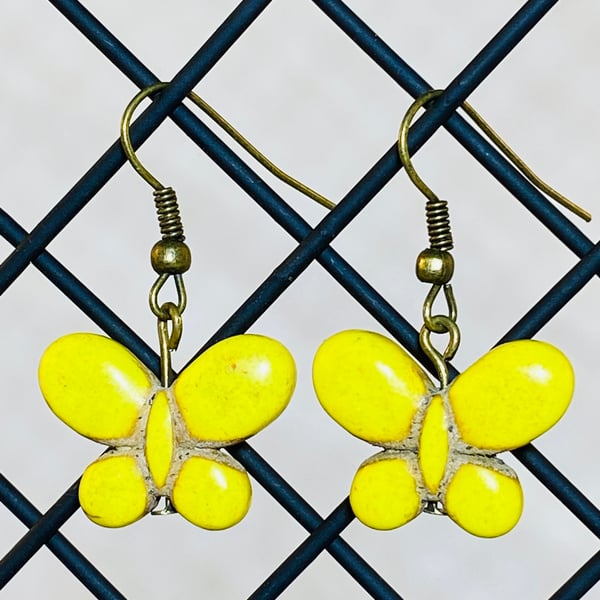 Yellow butterfly earrings 