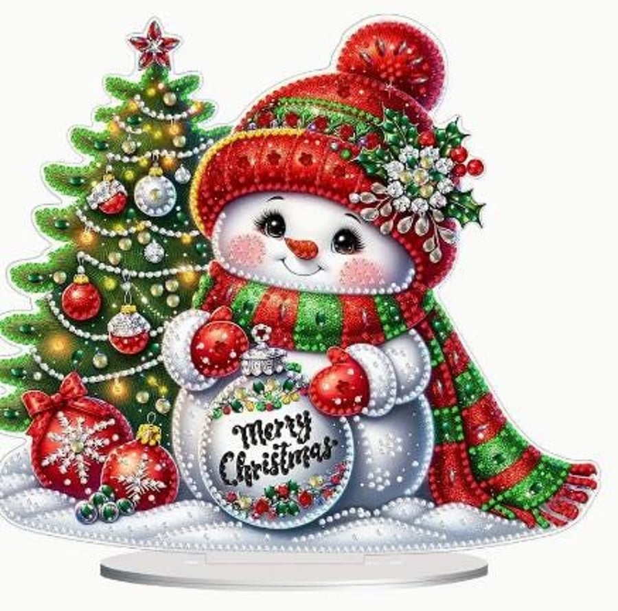 Christmas Snowman Kit, Cute Winter Snowman Diamond Painting Kit, Embroidery