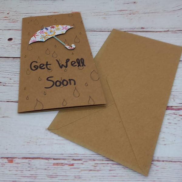 Rainy Day - Handmade Get Well Soon Card, Best Wishes, Card to brighten rainy day