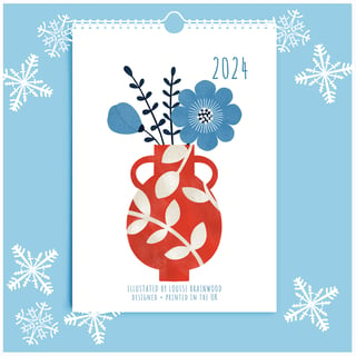 2024 Illustrated Floral Vases A5 Mini Wall Calendar