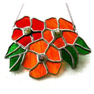  Dahlia Spray Stained Glass Suncatcher Autumnal Colours Flower Gift