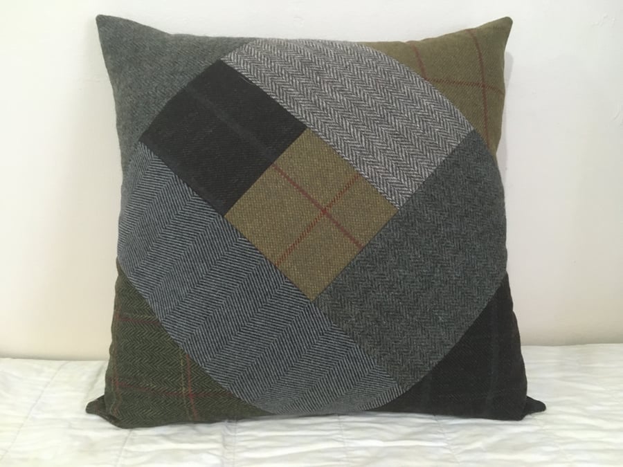 Tweed Patchwork Cushion Cover 