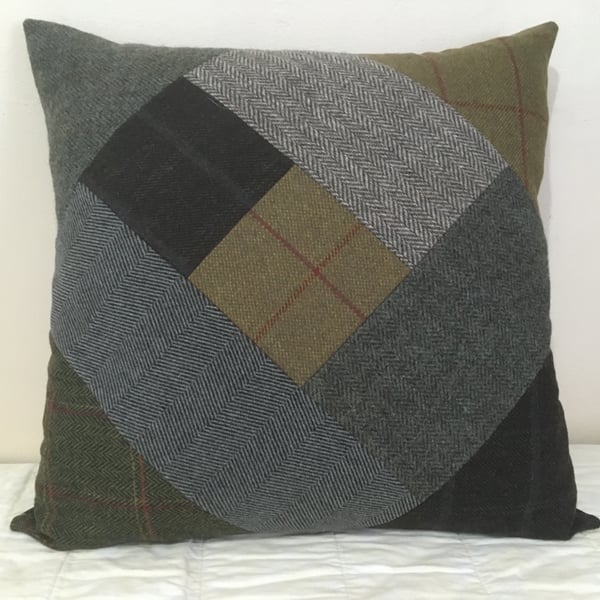 Tweed Patchwork Cushion Cover 
