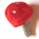 Handmade felt toadstool brooch