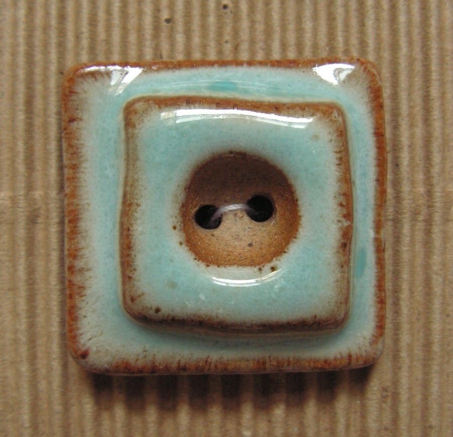 Set of 3 blue and brown shabby chic ceramic buttons