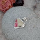 Sterling Silver Cream and Pink Surfite Heart Necklace - JBJ7021