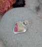 Sterling Silver Cream and Pink Surfite Heart Necklace - JBJ7021