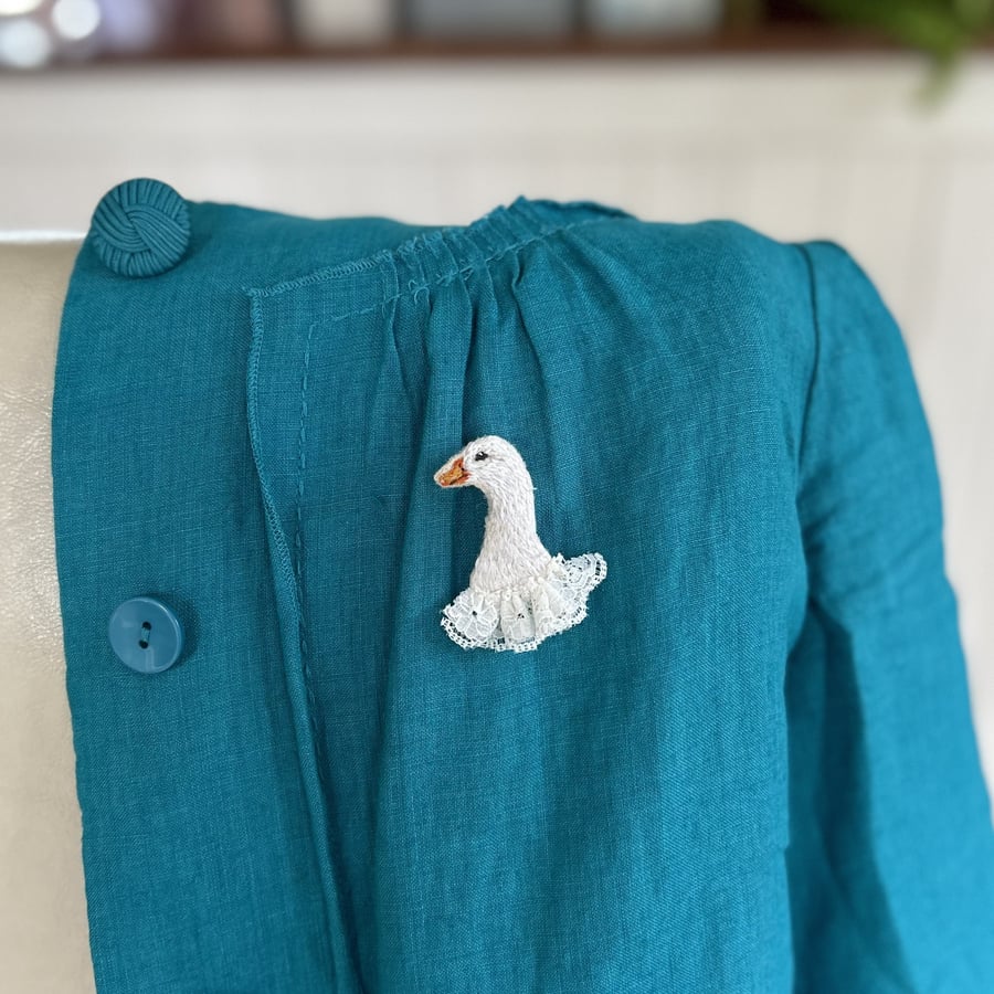 Goose Hand Embroidered Brooch, Mother Of The Bride
