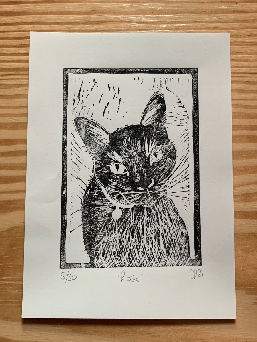 “Rosie” limited edition Lino print cat 